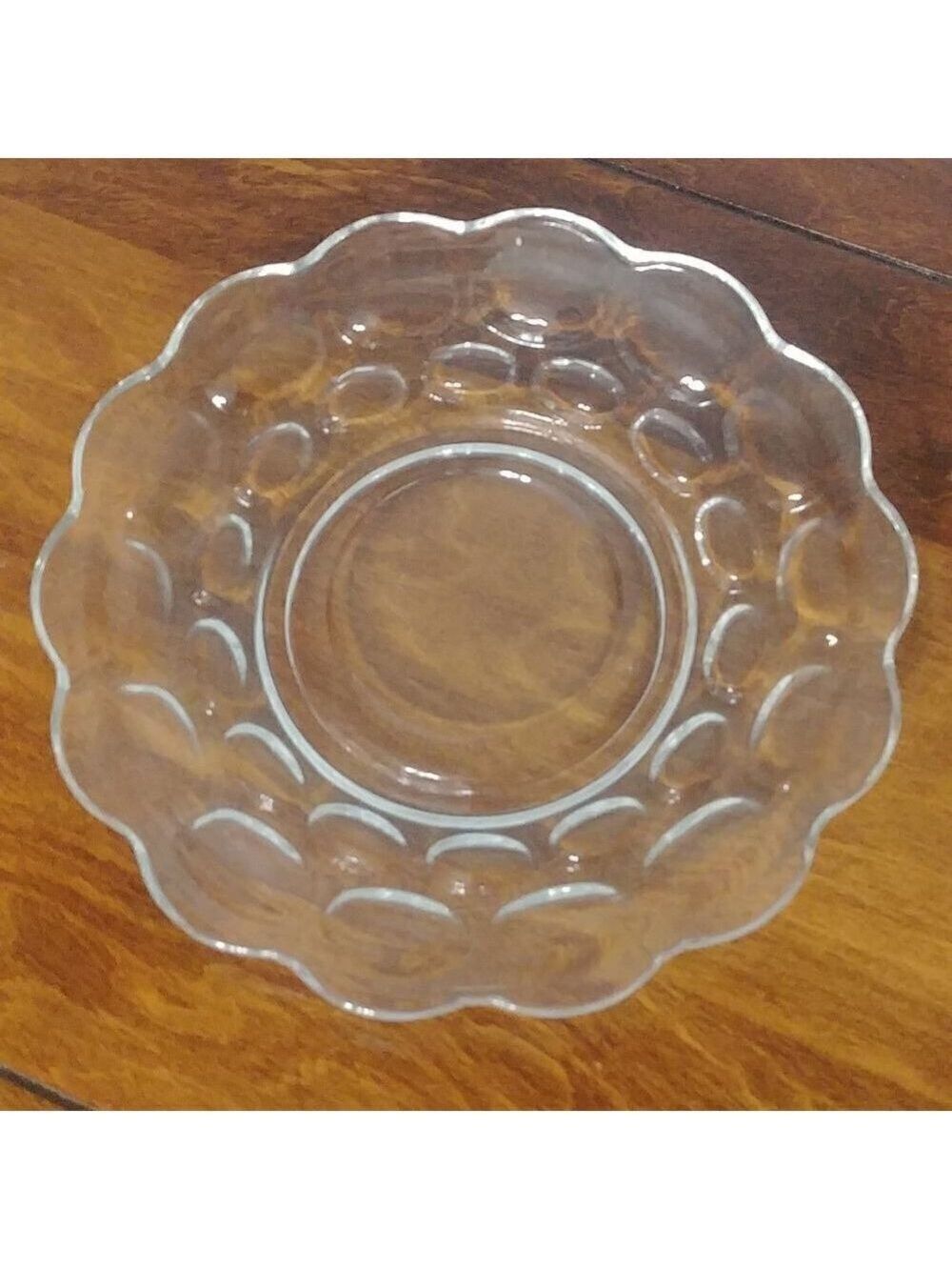 Vintage Circular Clear Glass Dish with oval design